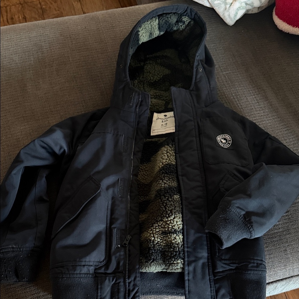 Abercrombie Kids Black Puffer Jacket with Hood